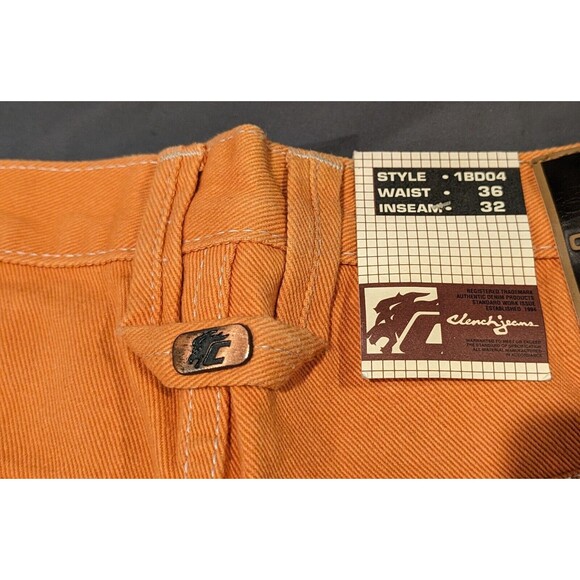 VTG CLENCH JEANS Orange Denim 36x32/31 Baggy Carpenter Wide Skater JNCO Style - Picture 7 of 13